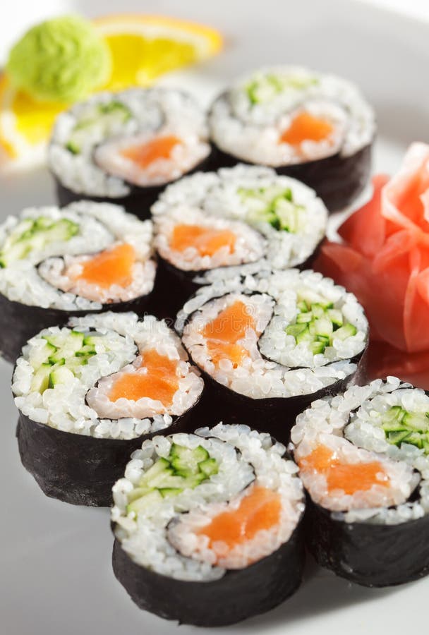 Roll YinYang Eel, Salmon, Cucumber, Shrimp in Spice Sauce Stock Photo Image of asia