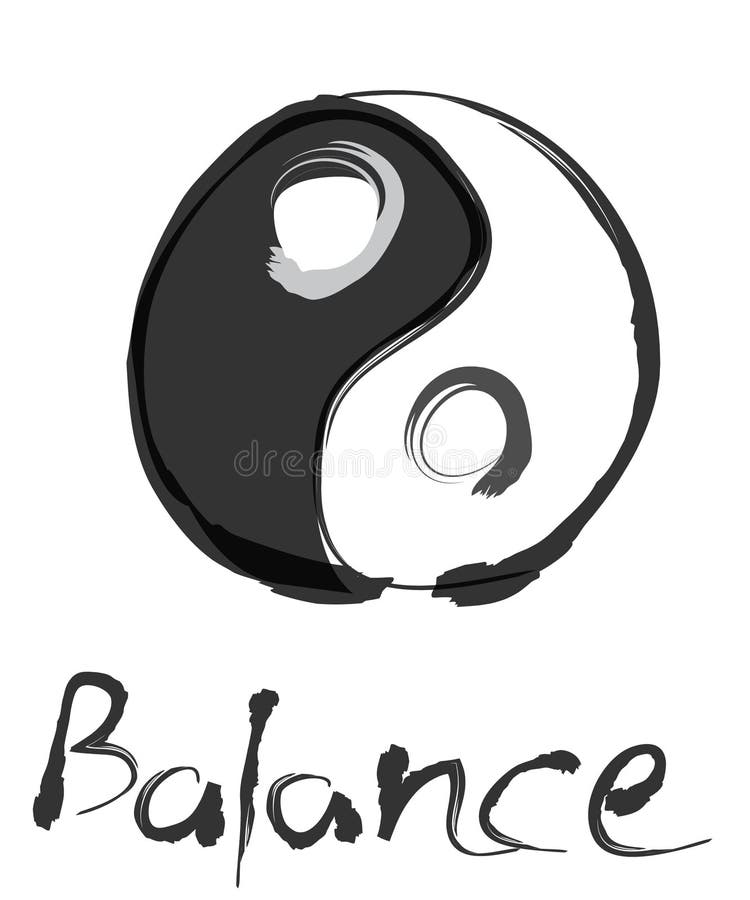 yin yang balance illustration with chinese brush. yin yang balance illustration with chinese brush