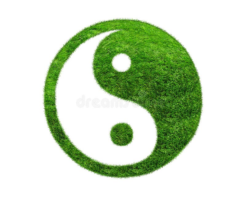 Yin yang sign of the grass on a white background