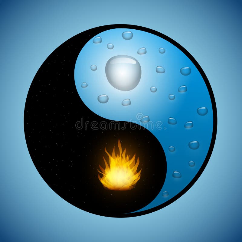 Yin YangSymbol Mit Wasser Und Feuer Vektor Abbildung Illustration von auslegung, symbolisch
