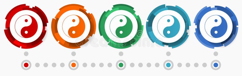 Ying yang concept vectoriel icône ensemble design moderne abstrait boutons web i n 5 options couleur modèle infographique illustration stock