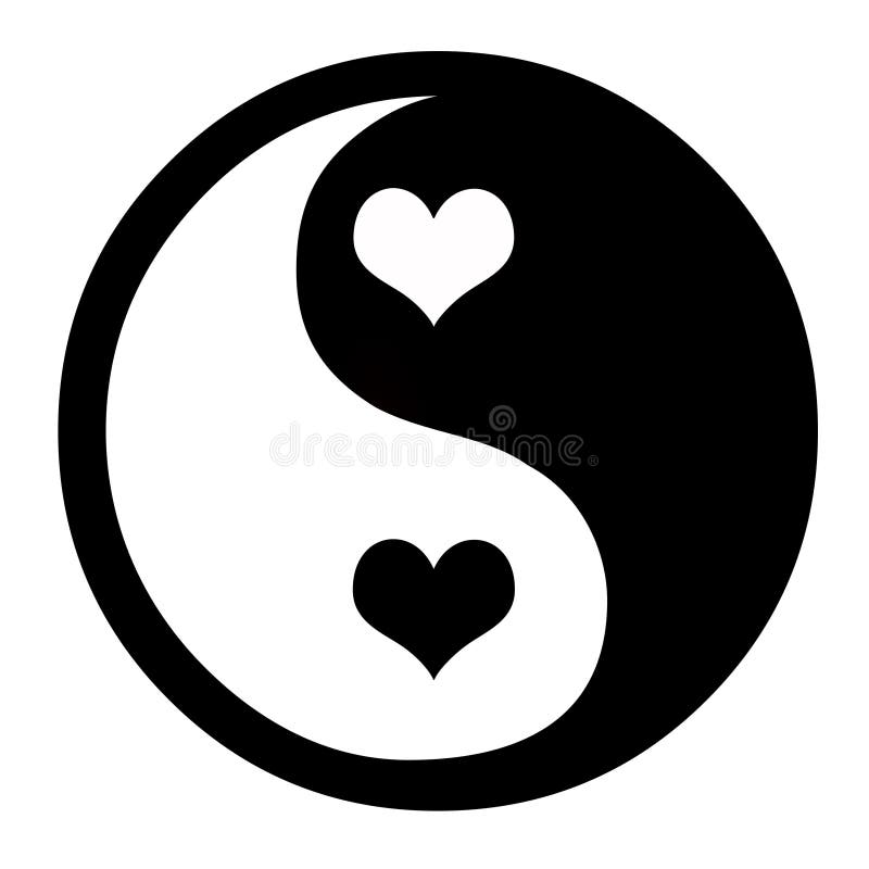 Ying Yang serca. royalty ilustracja