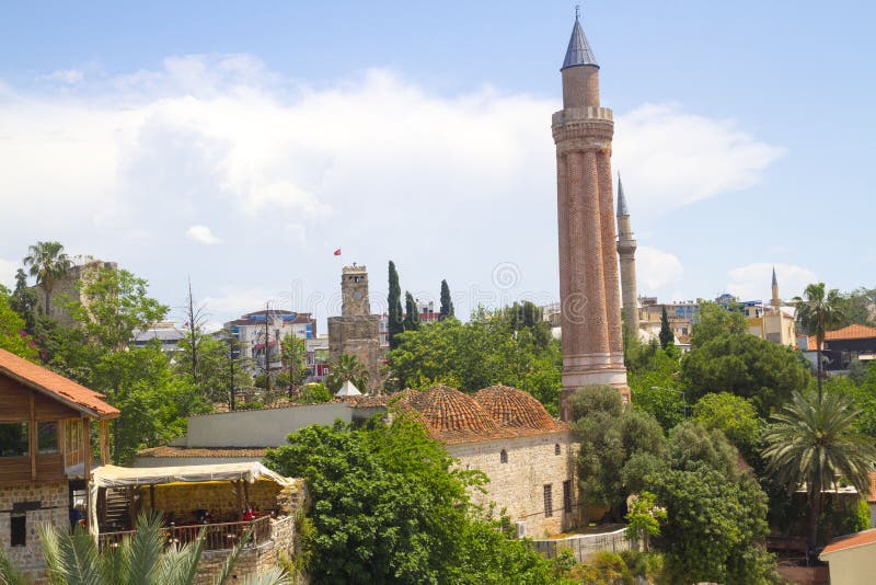 Yivli Minare Mosque. The Alaaddin or Yivli Minare Mosque (Fluted Minaret Mosque), commonly also called Ulu Mosque (Turkish: Ulu Cami, Grand Mosque) in Antalya is stock photo Yivli Minare Mosque. The Alaaddin or Yivli Minare Mosque (Fluted Minaret Mosque), commonly also called Ulu Mosque (Turkish: Ulu Cami, Grand Mosque) in Antalya is stock photo