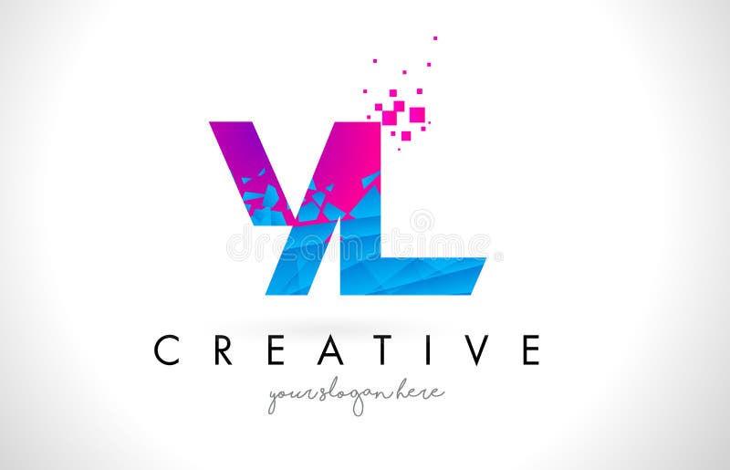 YL Y L Letter Logo with Pink Purple Color and Particles Dots Design., Stock vector