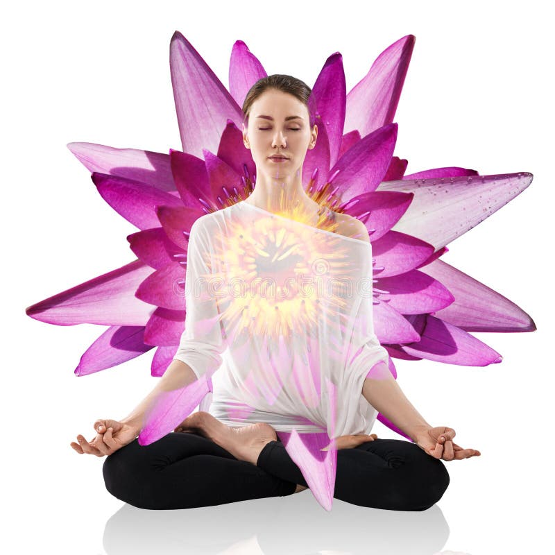 Yoga de pratique de femme en position de lotus image stock Yoga de pratique de femme en position de lotus image stock