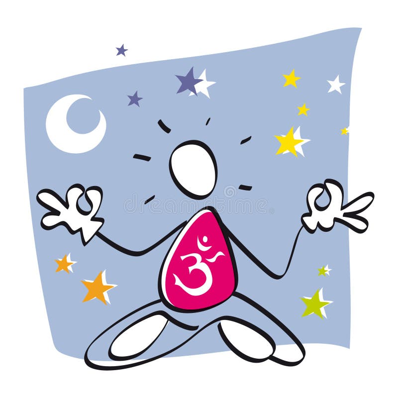 Yoga de pratique de garçon drôle et l'OM de dire illustration stock Yoga de pratique de garçon drôle et l'OM de dire illustration stock