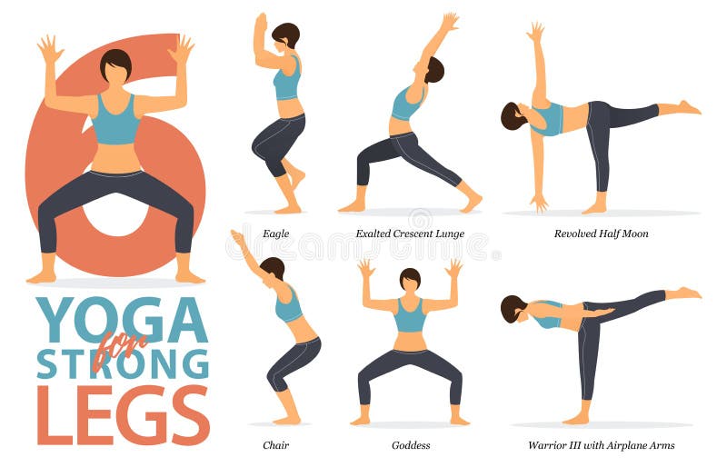 Yoga Poses for Concept of Balancing and Standing Poses in Flat Design  Style. Strong Woman Exercising for Body Stretching. Vector. Stock Vector -  Illustration of design, benefit: 184420284