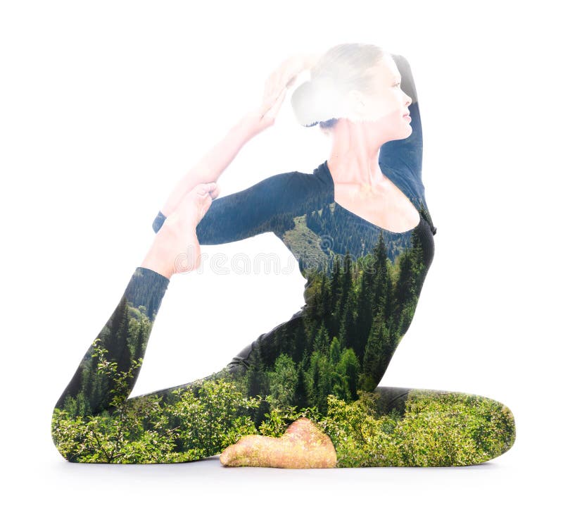 Yoga, double exposure royalty free stock photography Yoga, double exposure royalty free stock photography