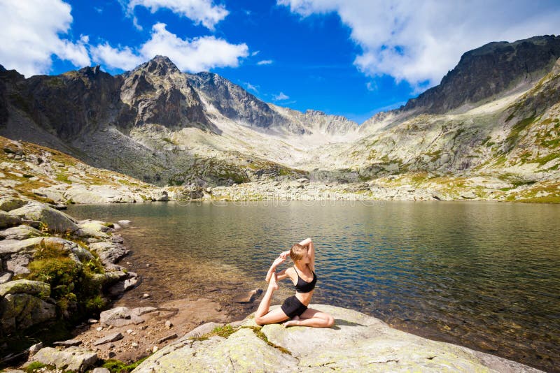 Yoga exercising in Tatry mountains