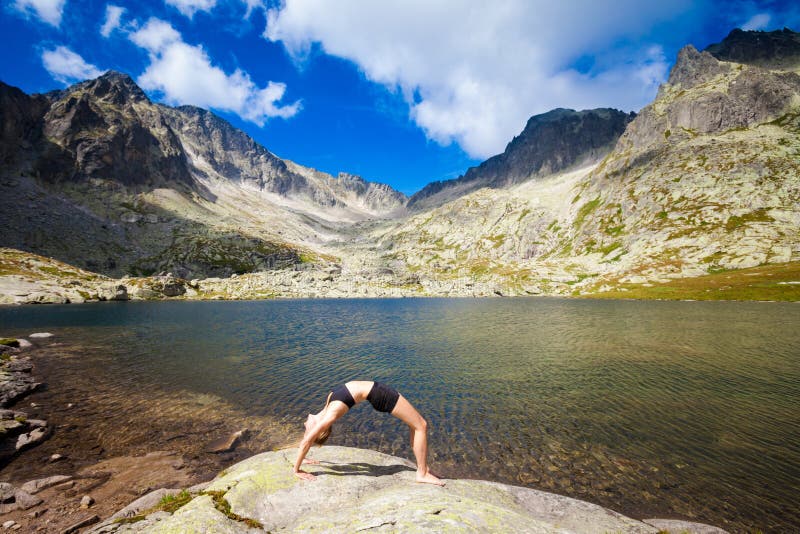 Yoga exercising in Tatry mountains