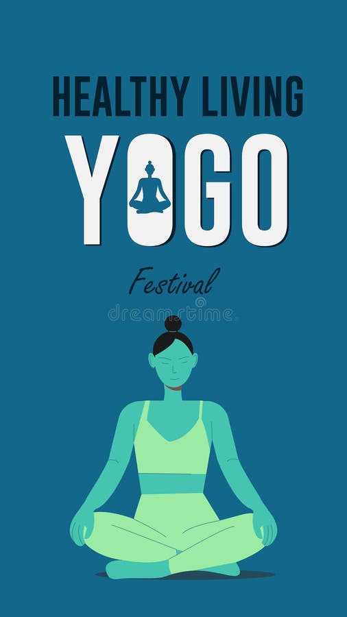 Yoga Festival. Healthy Living. Women doing yoga meditation exercises for yoga concept. royalty free illustration
