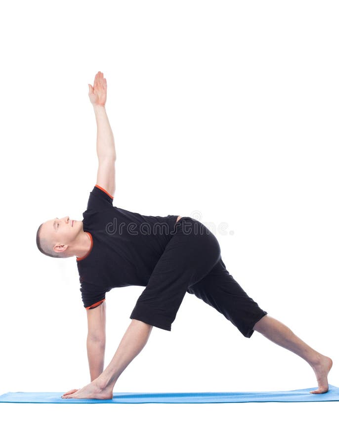 Yoga. Flexible Man Practising in Studio Stock Photo - Image of shape ...