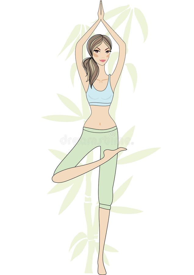 Yoga girl with bamboo tree
