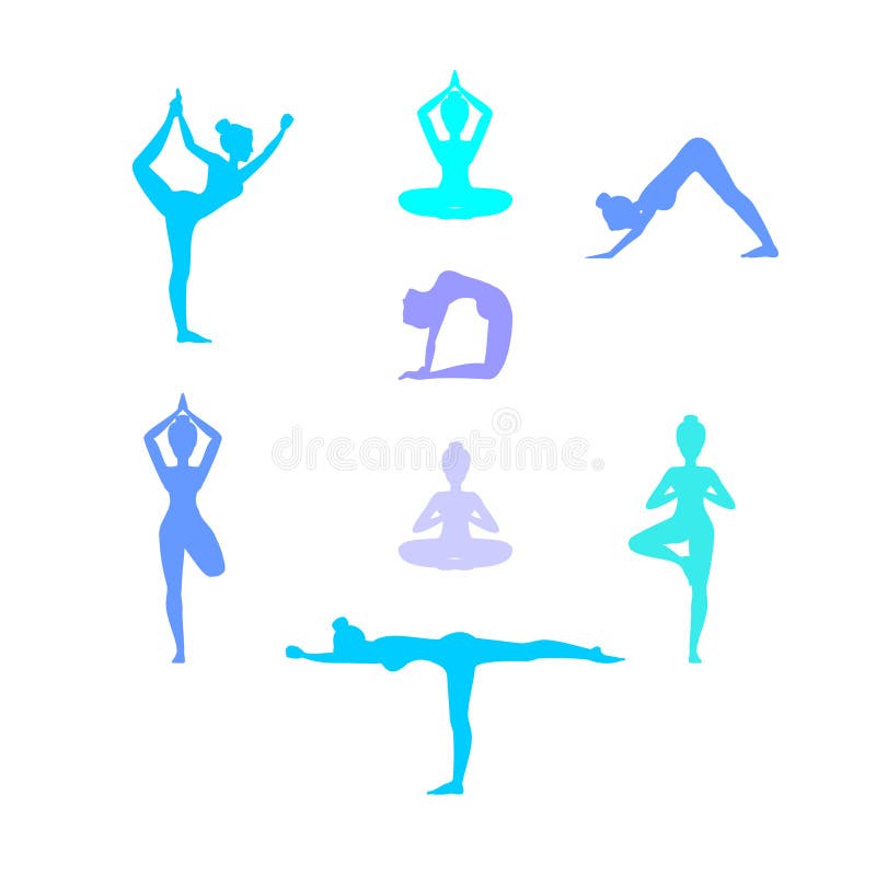 Yoga i natur Asanas Kvinnlig silhouette också vektor för coreldrawillustration vektor illustrationer Yoga i natur Asanas Kvinnlig silhouette också vektor för coreldrawillustration vektor illustrationer