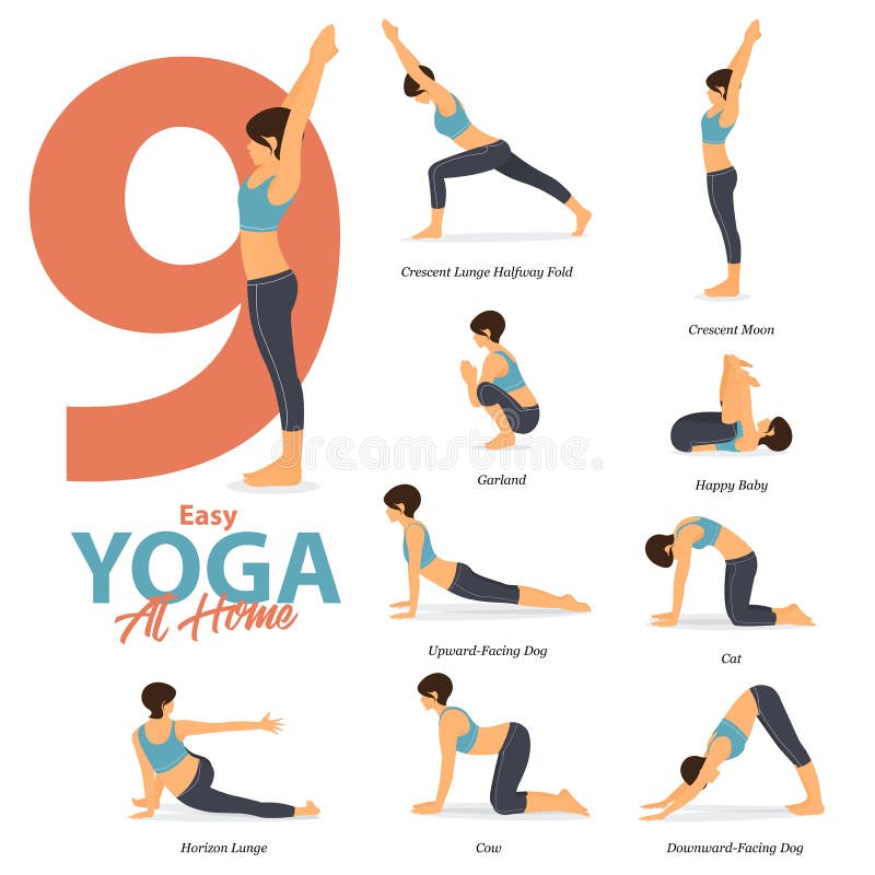 Popular yoga poses violet vector infographic template - SuperStock
