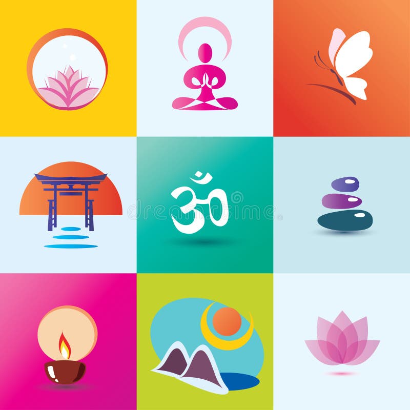 Yoga, kuuroord, meditatie en oosters concept royalty-vrije illustratie Yoga, kuuroord, meditatie en oosters concept royalty-vrije illustratie
