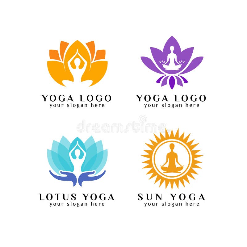 Yoga Logo Design Meditation Logo Design Template Stock Vector - Illustration flower, 127466467