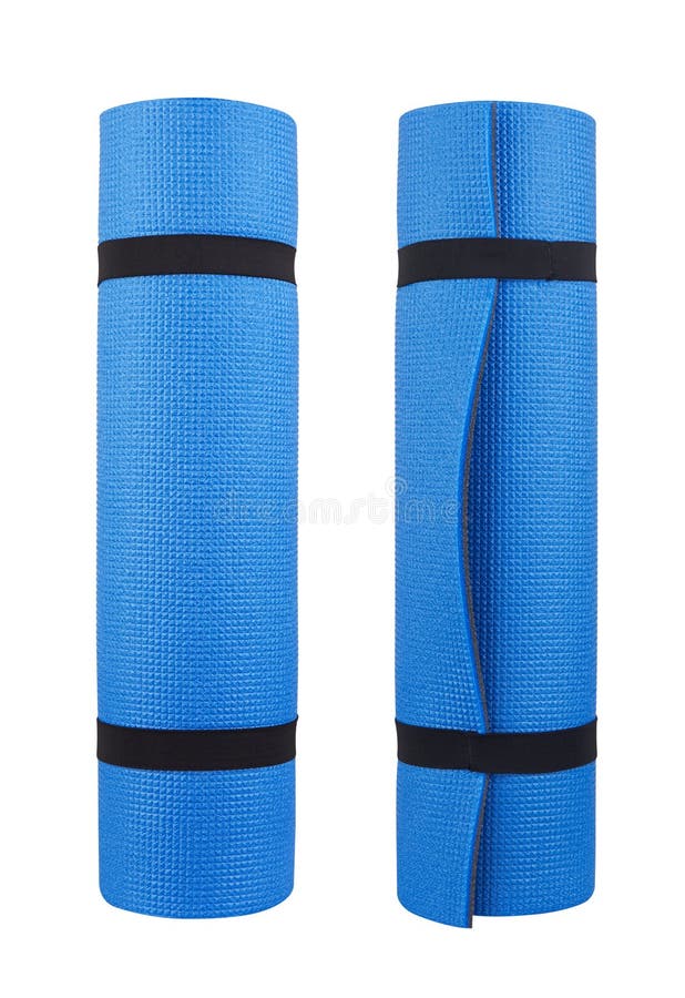 Rolled Blue Yoga Mat Blue Water Stock Photo 1781622638