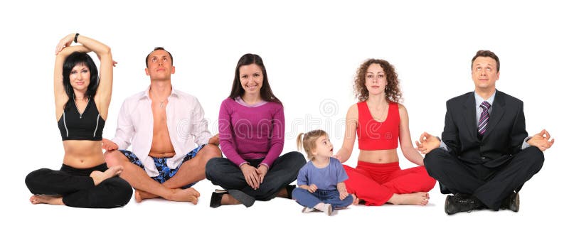 Yoga people group with child