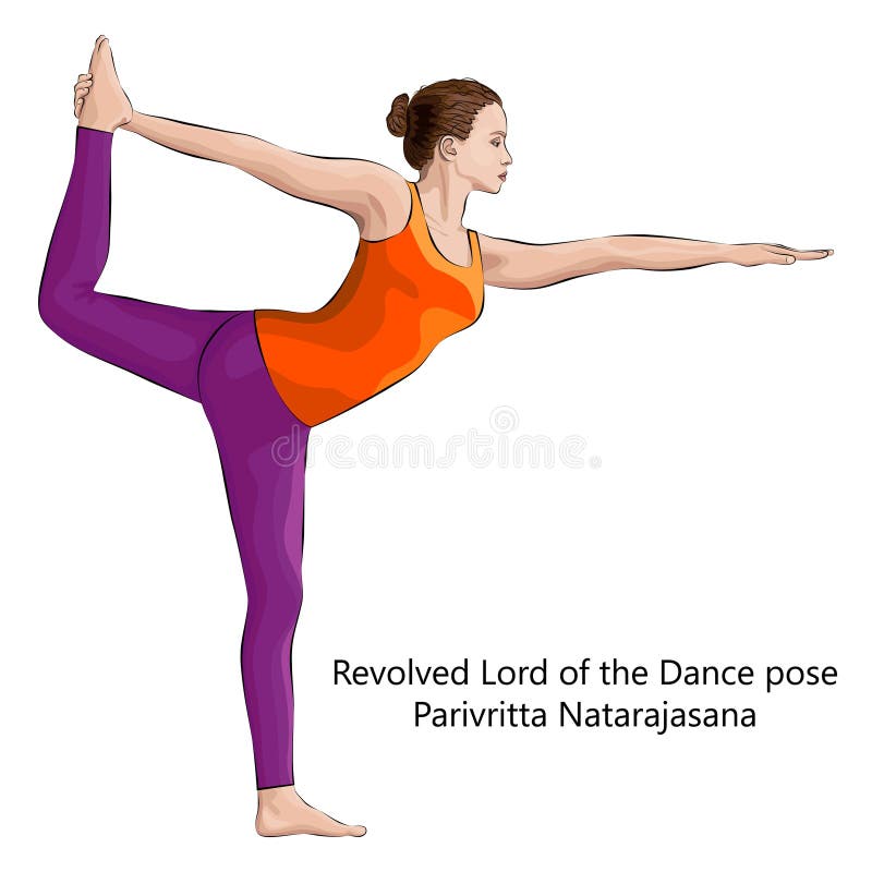 Colorful yoga woman lord of the dance pose one Vector Image