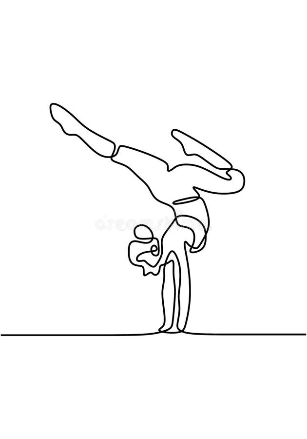 Yoga Pose of Woman Continuous Line Drawing. Gymnastics Girl. Stretching ...