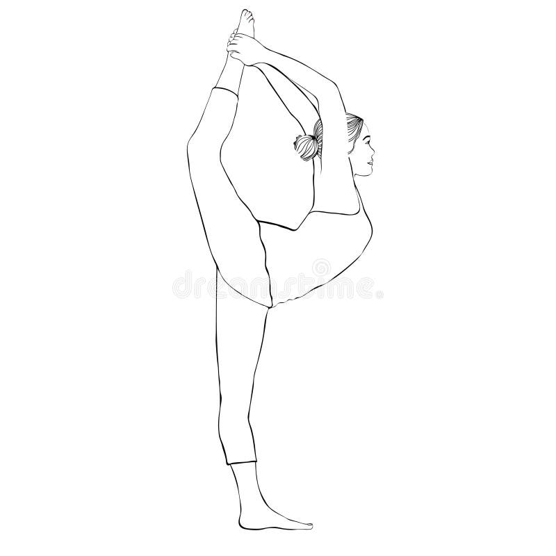 Download Yoga Pose, Woman Handstand, Vector Coloring Drawing ...
