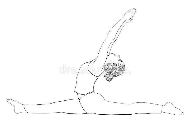 Yoga Pose, Woman To Do the Splits, Vector Coloring Drawing Portrait. Cartoon  Girl is Engaged in Gymnastics Stock Vector - Illustration of outline,  animated: 107676738