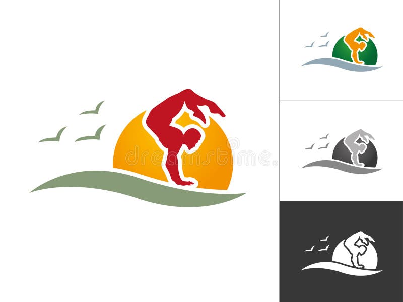 Yoga poserar logo för klubba för mankonturLogo Designs Athletics Logo Template sportar royaltyfri illustrationer Yoga poserar logo för klubba för mankonturLogo Designs Athletics Logo Template sportar royaltyfri illustrationer