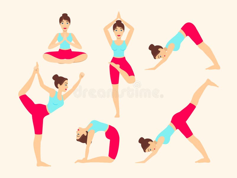 Various Yoga Poses Set Healthy Lifestyle Stock Illustration - Download  Image Now - Active Lifestyle, Activity, Adult - iStock