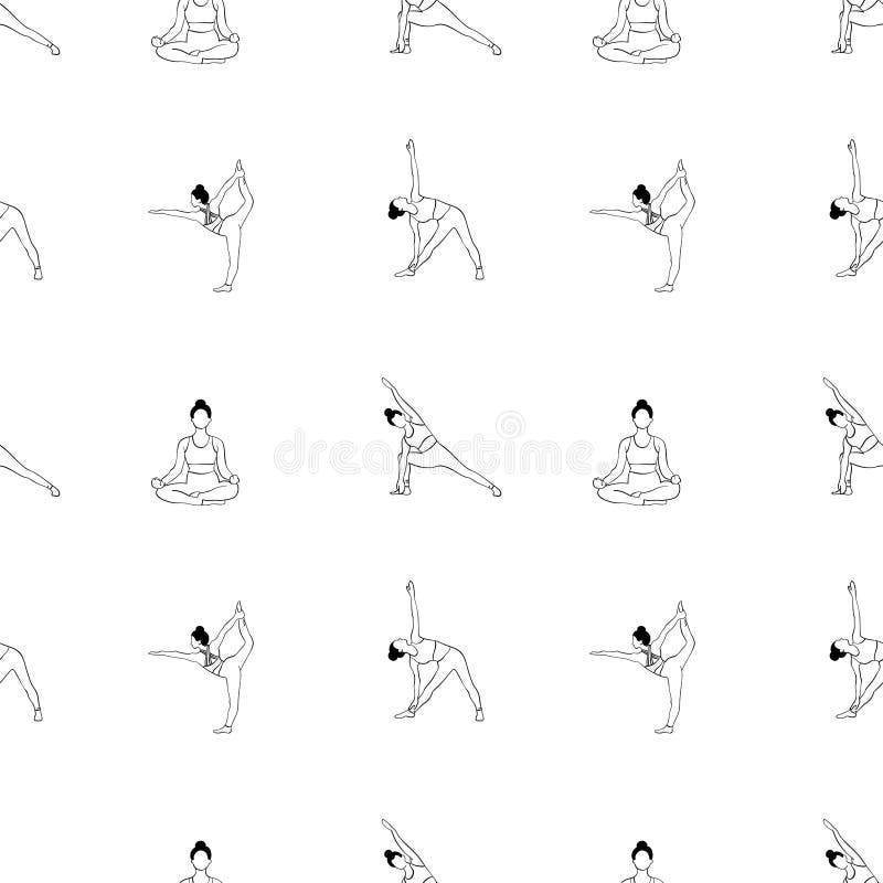 Premium Vector | Women yoga pose meditation relaxing line art illustration