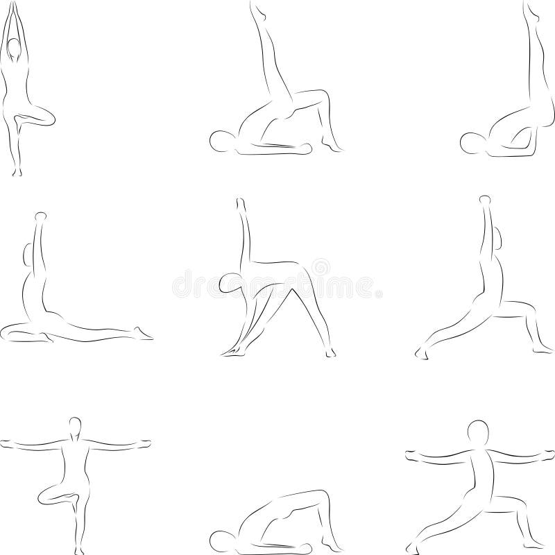 Yoga Poses Silhouette Illustration Pack in Vector Format Stock Vector ...