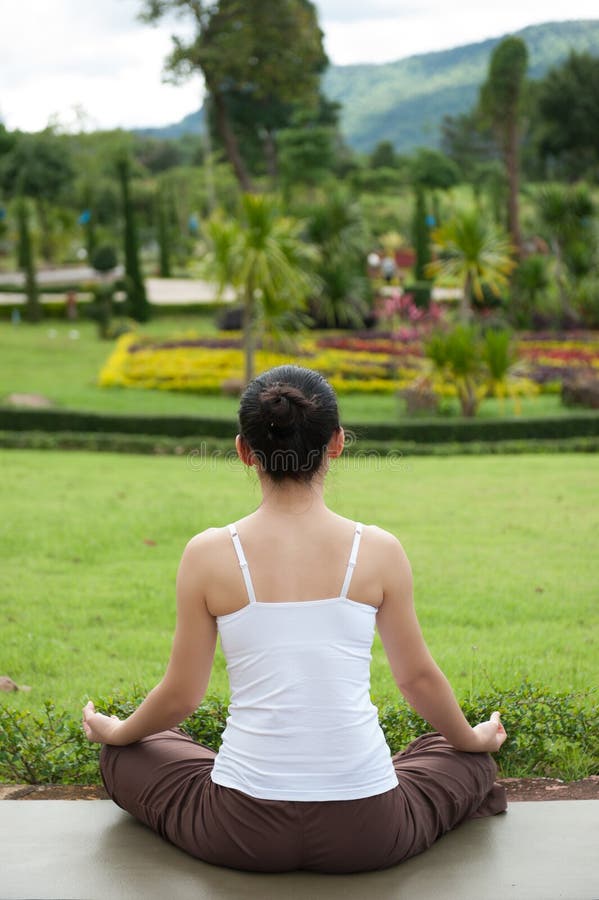 Yoga posing in garden stock image. Image of healthy, calm 42771609