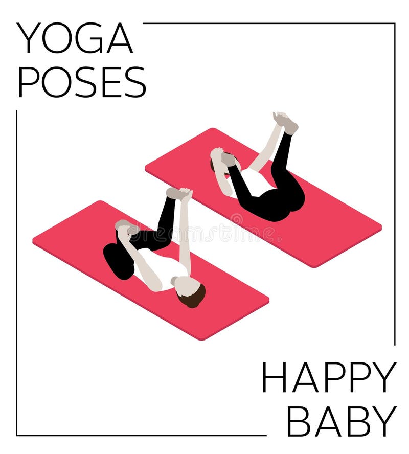 Yoga Reprezintă Setul De Vectori Izometrici Pentru Copii Fericiți stock illustration