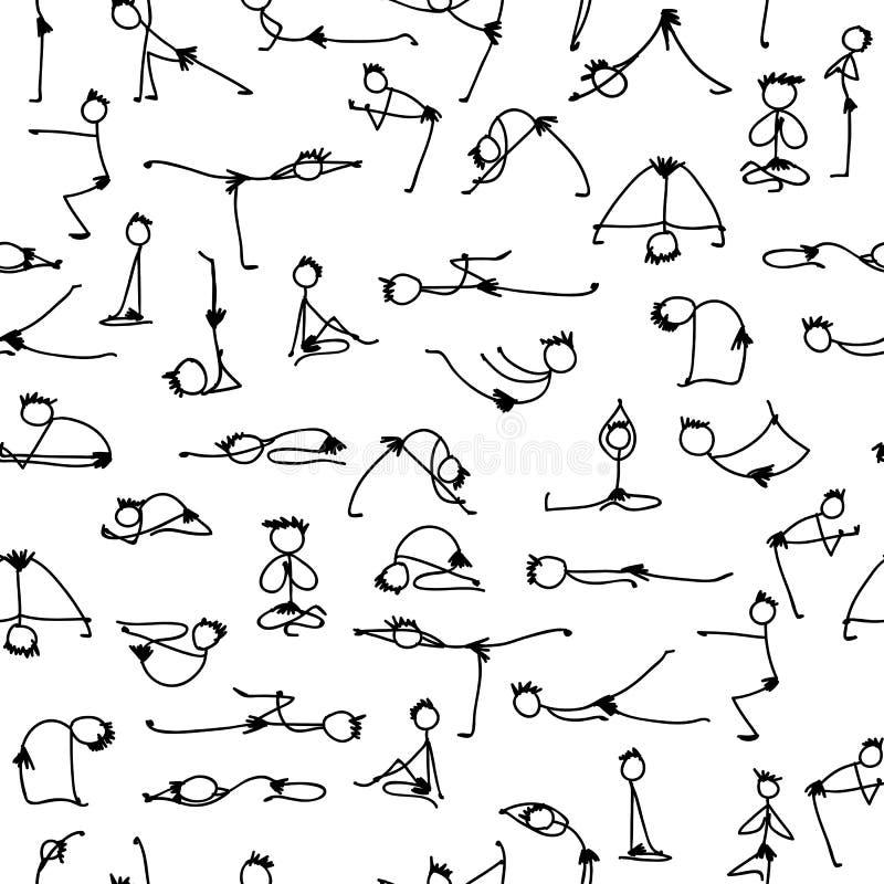 Yoga Set, Seamless Pattern for Your Design Stock Vector - Illustration ...