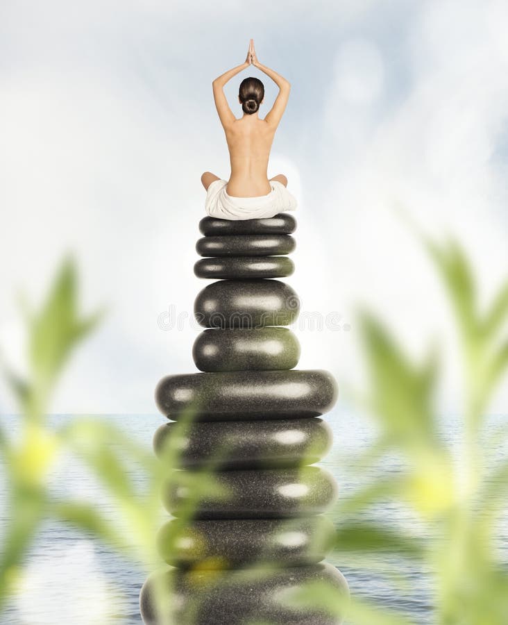 Yoga on stones stock photo. Image of calm, fitness, relax 55206254