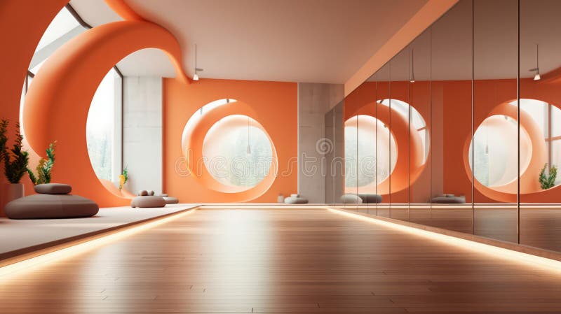 Yoga Studio Room of a Beautiful Futuristic Design. AI Generated