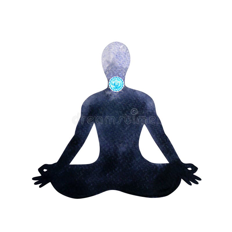 Yoga umana di posa del loto di chakra della gola blu, astratta dentro la vostra mente illustrazione vettoriale Yoga umana di posa del loto di chakra della gola blu, astratta dentro la vostra mente illustrazione vettoriale