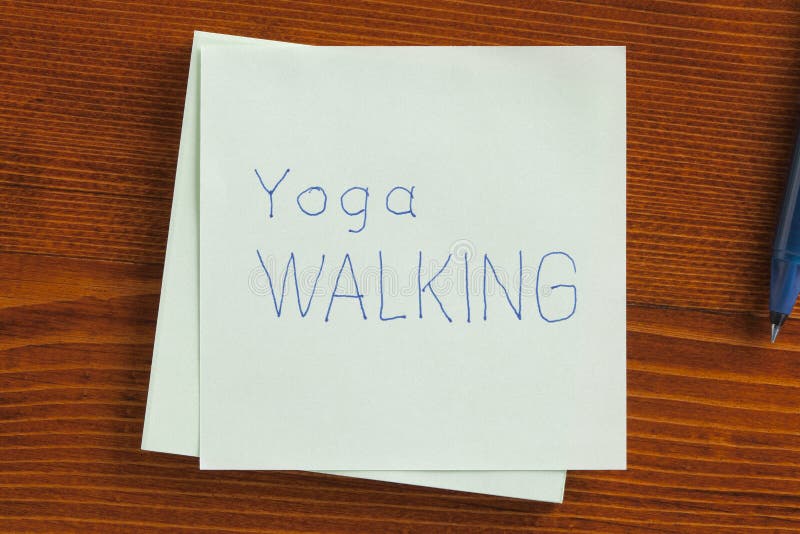 Yoga walking written on a note