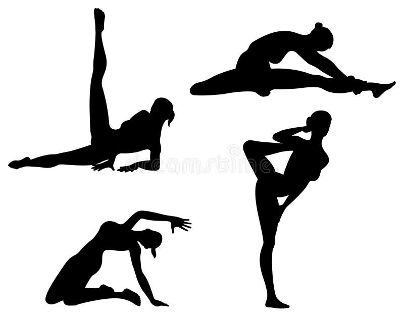 Yoga woman, silhouette stock illustration