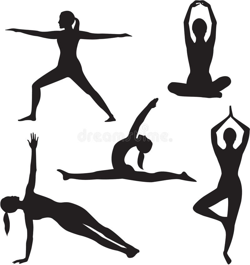 Yoga woman silhouette collection. stock illustration