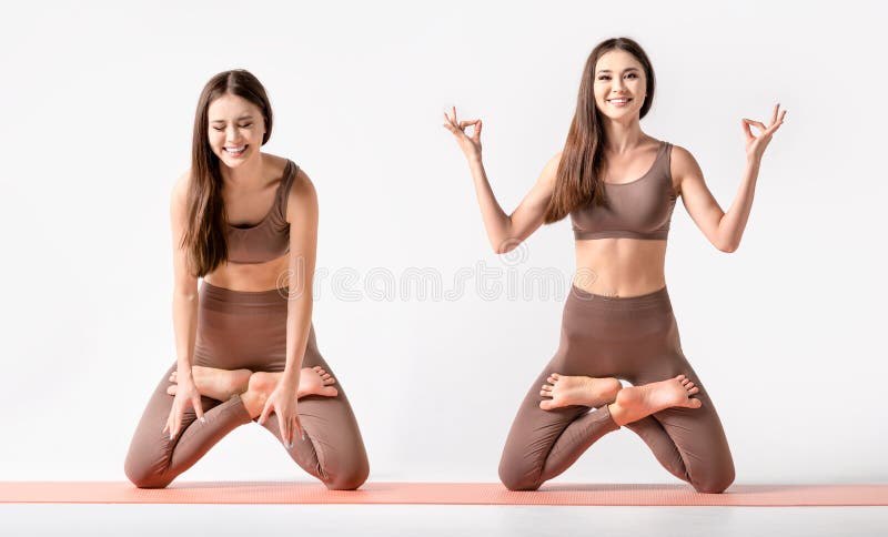 Woman Training Yoga in Lotus Pose Stock Image - Image of athlete, people:  117075801