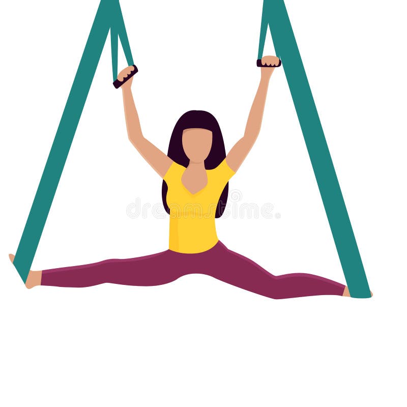 Yogameisje die spleten met hangmat vectorillustratie doen vector illustratie Yogameisje die spleten met hangmat vectorillustratie doen vector illustratie
