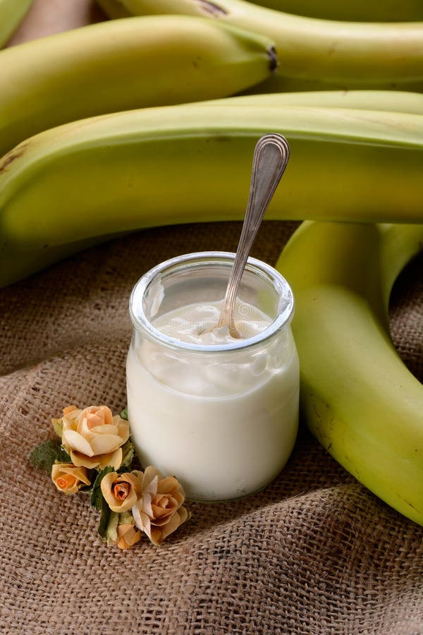 Yoghurt banana homemade stock image. Image of white, food 66440755
