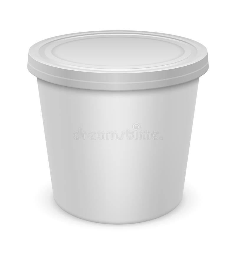 Yoghurt Container. Realistic White Blank Package Mockup, Plastic