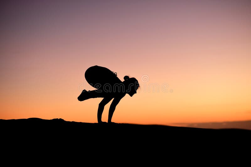 Yogi Master Silhouette on the beach royalty free stock photography