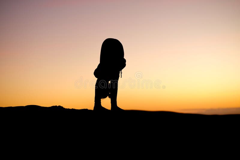Yogi Master Silhouette on the beach royalty free stock photos