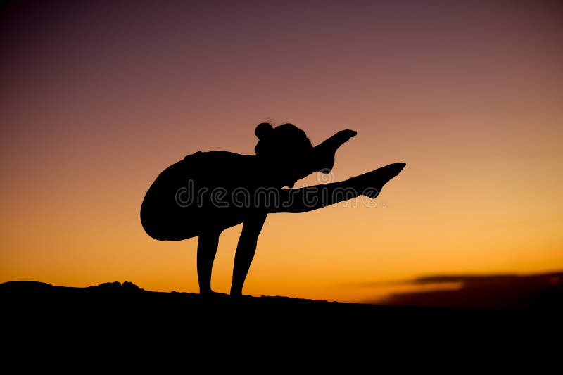 Yogi Master Silhouette on the beach stock photography