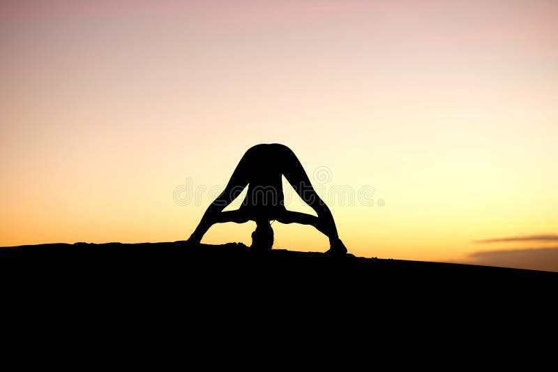 Yogi Master Silhouette on the beach royalty free stock photos