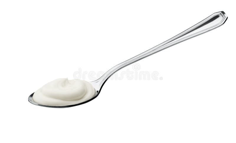 Yogur en la cuchara imagen de archivo libre de regalías Yogur en la cuchara imagen de archivo libre de regalías