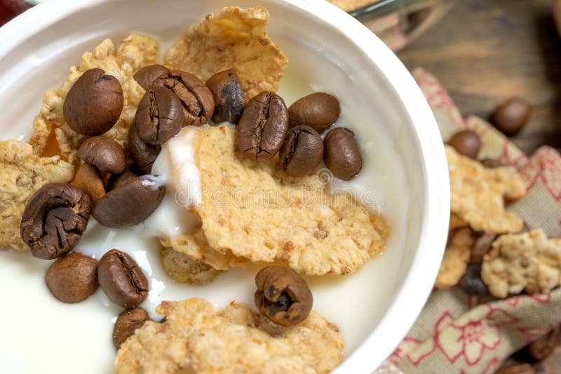Yogurt with Cereal and Coffee Stock Image Image of milk, coffee 51460839